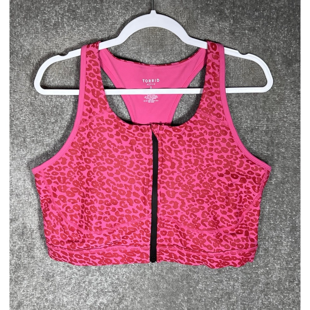 torrid Pink Leopard Print Front-Zip Sports Bra